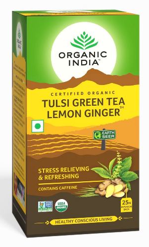      ,   ,   (TULSI GREEN TEA LEMON GINGER) Organic India 25 